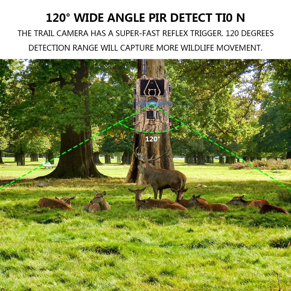 4G LTE Cellular Trail Camera with 8K Video 0.2s Trigger IP66 Waterproof 32GB SD & SIM Card for Animal Hunting & Observation