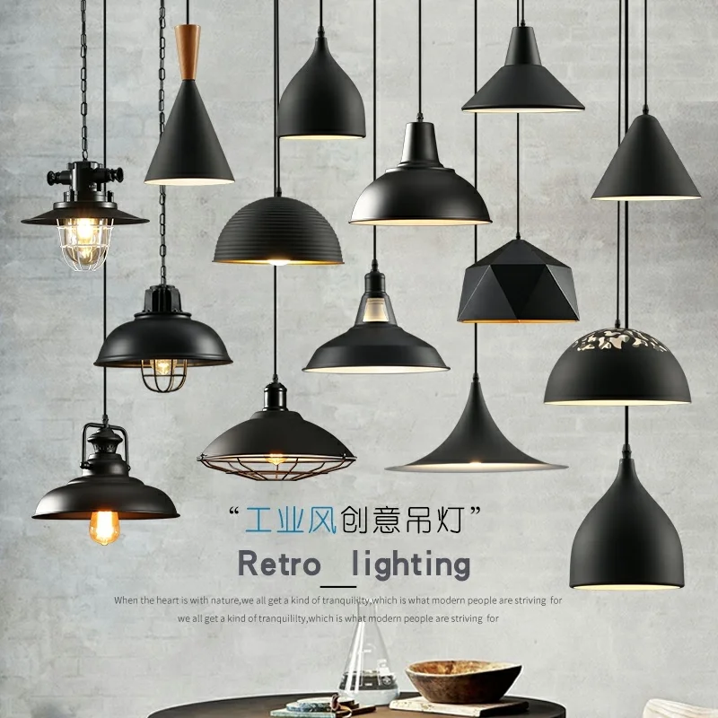 Simig lighting vintage industrial rustic creative personality chandelier hanging black white iron chandelier lamp
