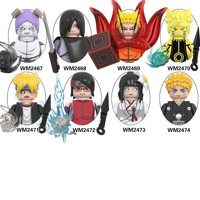 WM6152 Uzumaki Ootutuki Momoshiki Unchiha Boruto Sarada Hyuga Hinata Аниме пластиковые строительные блоки мини детские игрушки