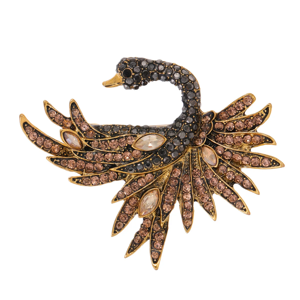 Rhinestone Animal Brooch Female Swan Brooch Retro Brooch Male Set Wedding Jewelry Female Gift