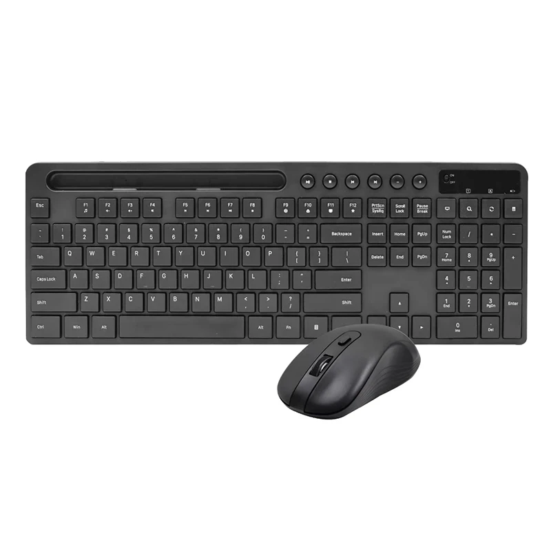 Hot-selling Full-size Wireless Keyboard and Mouse Combo 2.4G Ergonomic Wireless Computer Keyboard with Phone Tablet Holder