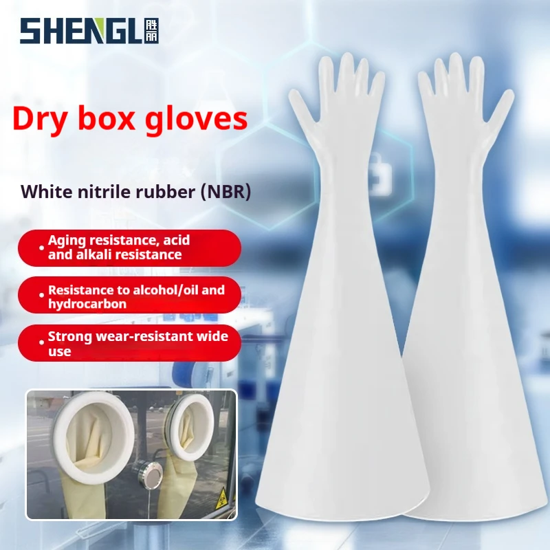 White Nitrile Rubber Dry Box Gloves S/M/ XL Size Anti-Cut Anti-Static Anti-Impact Age/Rust/Acid/Alkali/Ozone Resistance