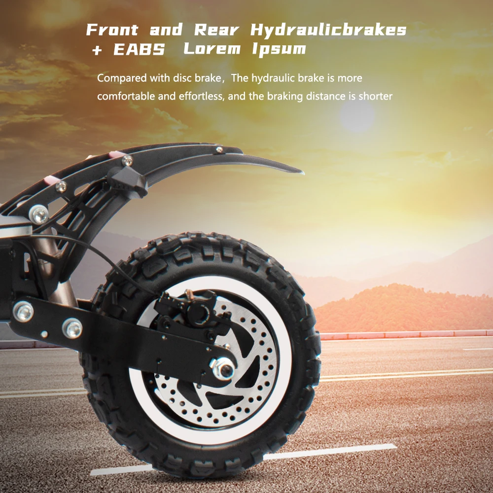 Offroad Scooter Electric U7 Light Height Adjustable 11inch Fat Tire Electric Scooter Dual Motor 6000W 60V