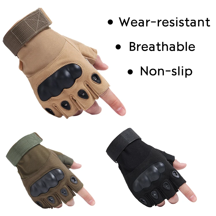Factory Wholesale Combat Training Olive Green Half-finger Gloves High Performance Comfortable Custom Mil Tactical Gloves