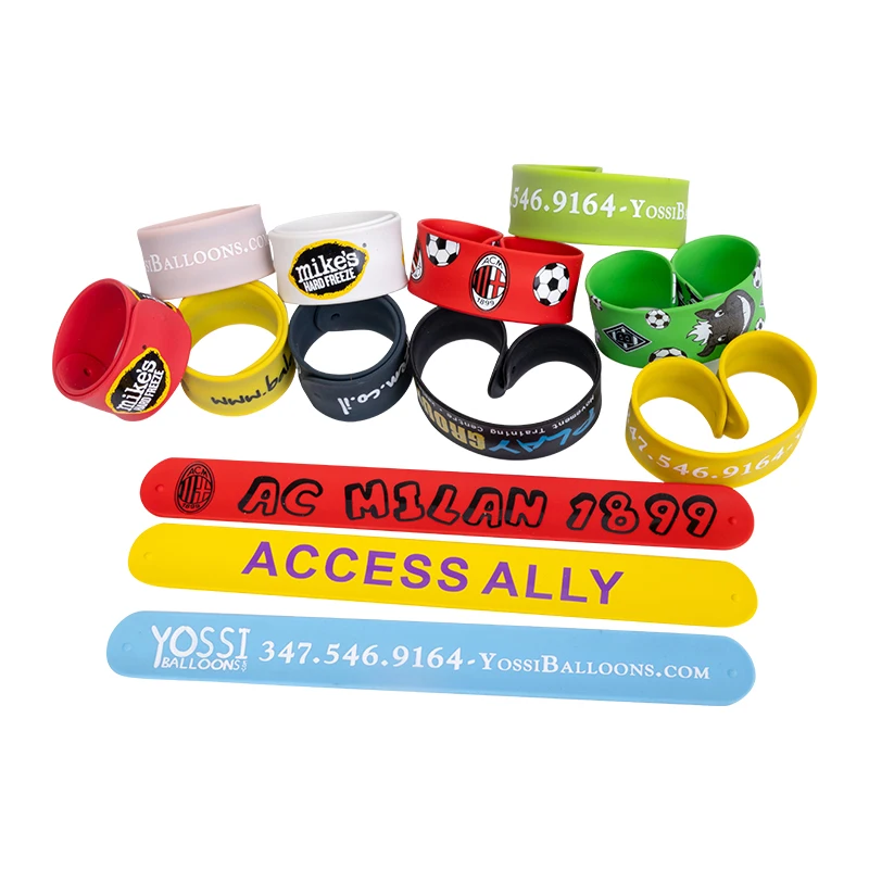 Custom Silicone Slap Bracelet Rubber Clap Circle Wrist Snap Band With Logo Slap Bracelets Ruler Custom Slap Bracelet