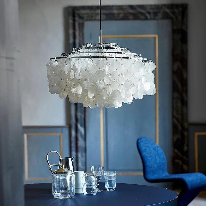 Modern Minimalist Natural Seashell Chandelier French Living Room Lustre  Dining Room Bedroom Light Creative Design Pendant Light