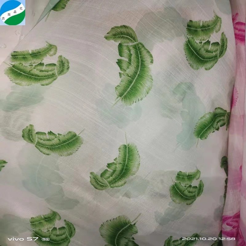 2021 Hot selling tencel 100% linen printed for garment dress woven stock lot fabric from Keqiao Warehouse