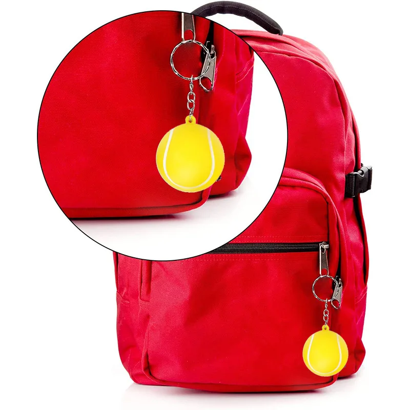 New Product Chain Key Ring Keychain Tennis Pu Foam Stress Ball For Decorative accessories