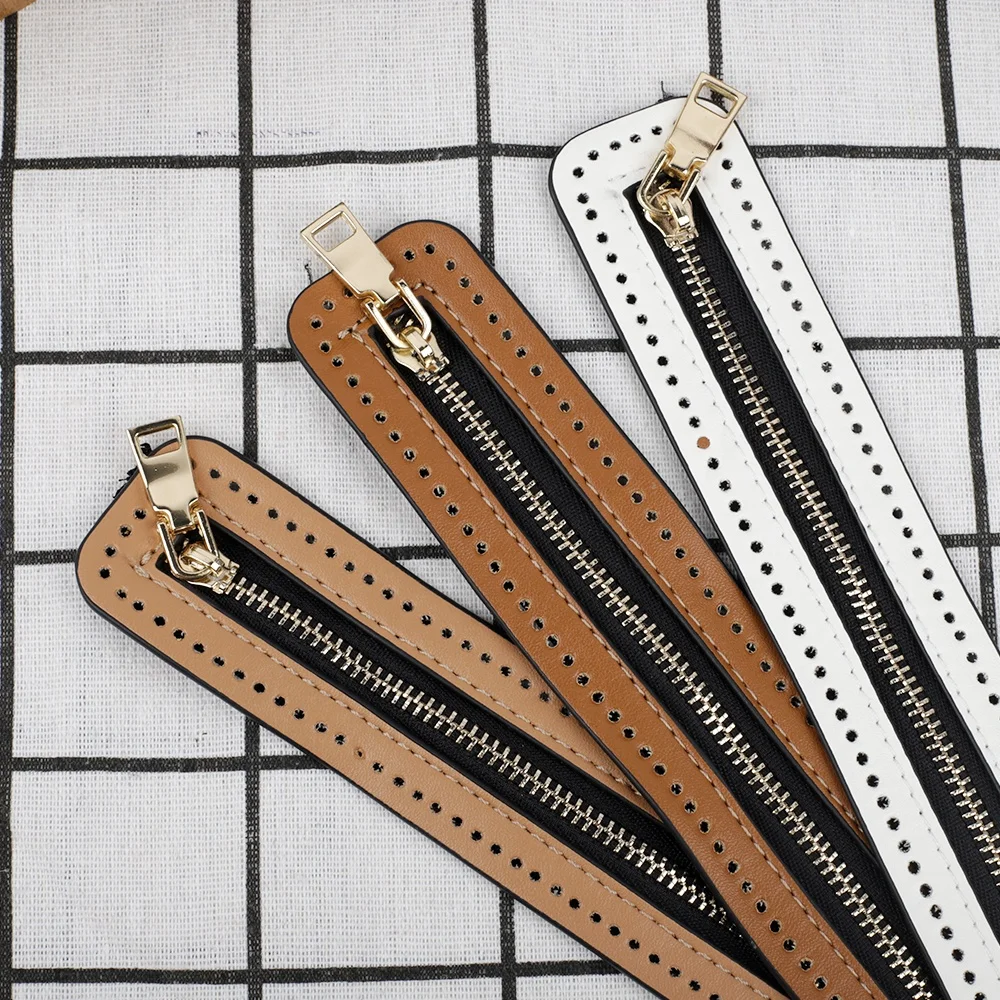 Hot selling Bag Accessories PU Leather Zipper Woven Bag Zipper Strip