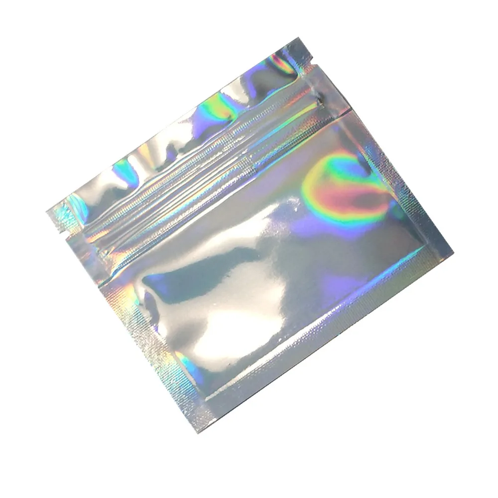 Custom Size Moisture Proof Holographic Clear Candy Ziplock Plastic Packing Cosmetics Zipper Bag For Packaging