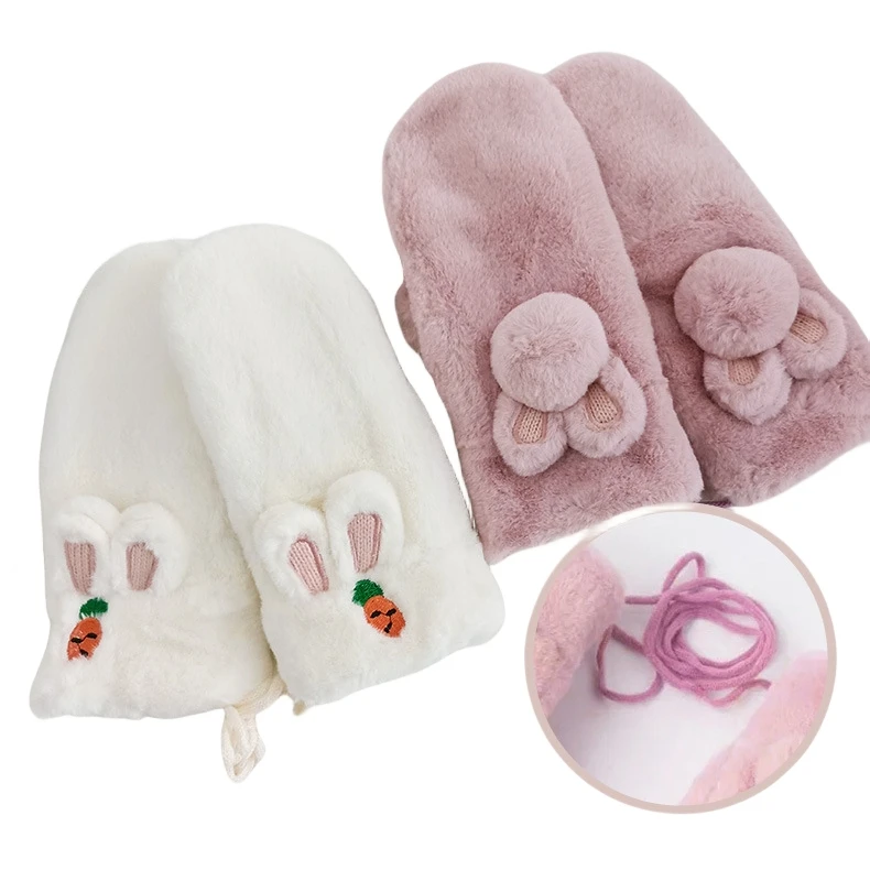 2023Winter Mitten Clips Kids Glove Supplier Of Cute Rabbit Warm Hand Gloves For Winter female