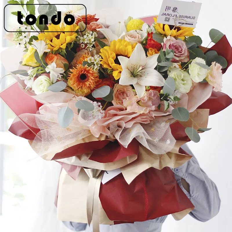 Tondo Custom Double Color Gift Kraft Flower Wrapping Paper Packaging Wrapping flower kraft  Paper