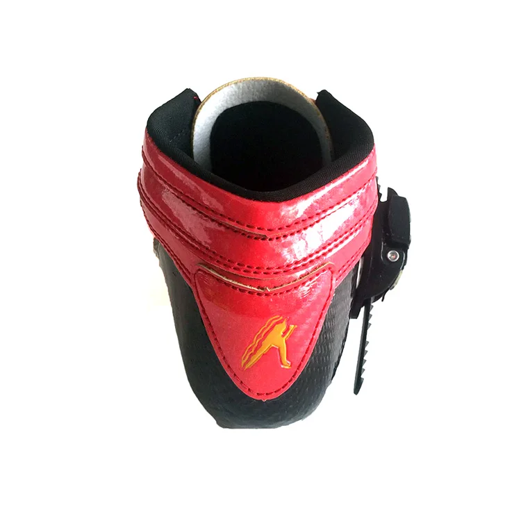 Hot new inline speed skating boot, red all-carbon speed skates, customizable logo