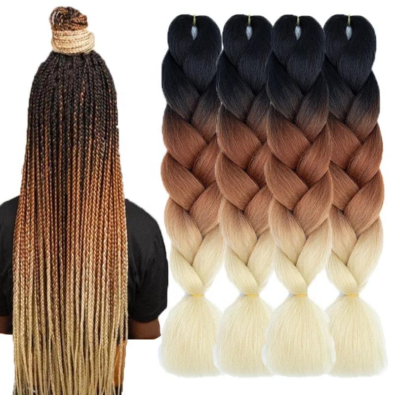Free Sample Ombre Expression Wholesale Synthetic Jumbo Hair Braid Attachment Jumbo Spiral Braid 24inch 100g Extension Hair