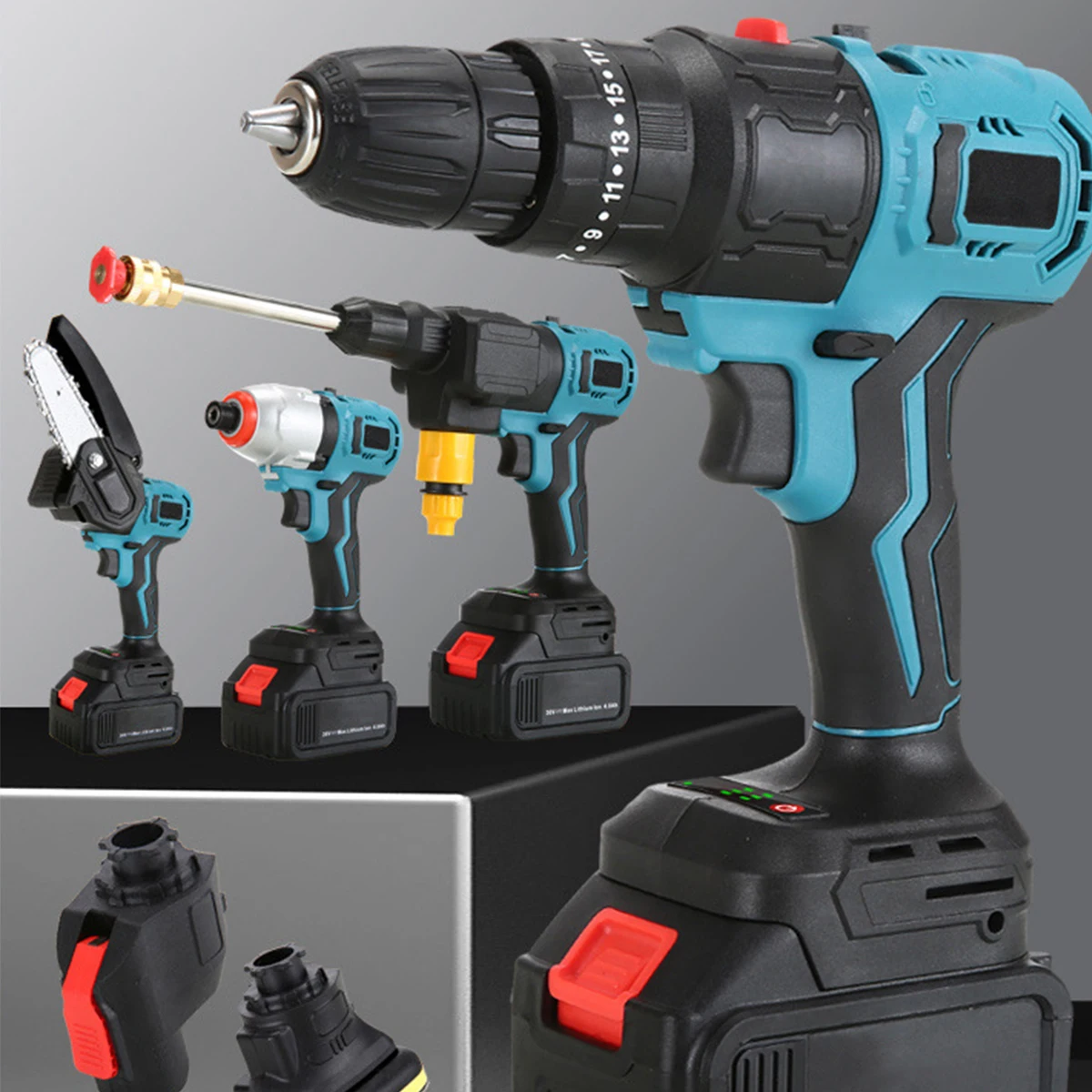 Tool Kits 10 Pcs Hand Power Tools Combo Sets Household One Fuselage with 6 Power Tool Drill Driver Hand Drill Machine