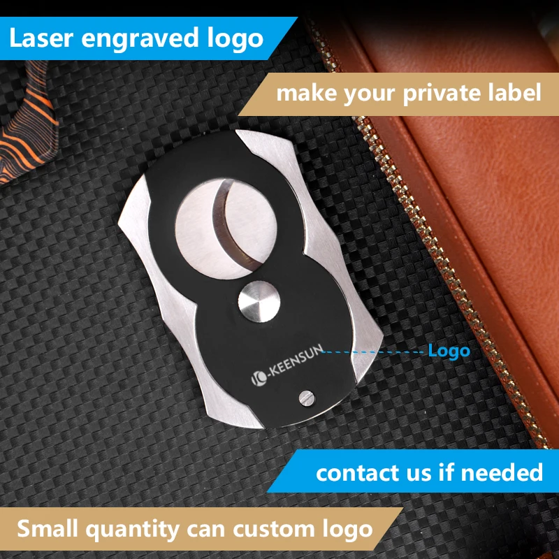 high quality black 420J2  stainless steel 0.9 Hole diameter Cigar Cutter for cigar accessories