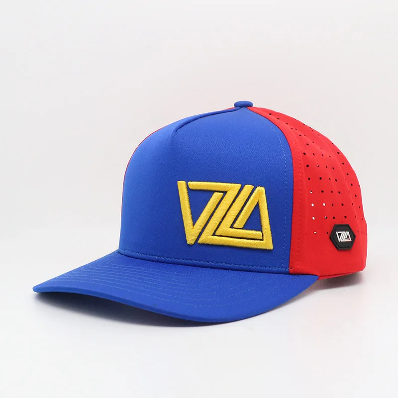 Fashion Custom High Quality 5 Panel Perforated Laser Cutting Hole Baseball Hat Custom Designer 3D Embroidery Logo Cap