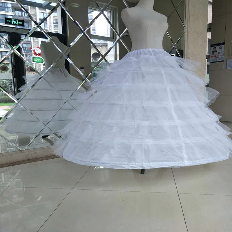 Bridal Petticoat 6 Hoops Handmade Crinolineing Underskirt Wedding Dress Panier 6 Steel 6 yarn Adjustable Oversize Petticoats