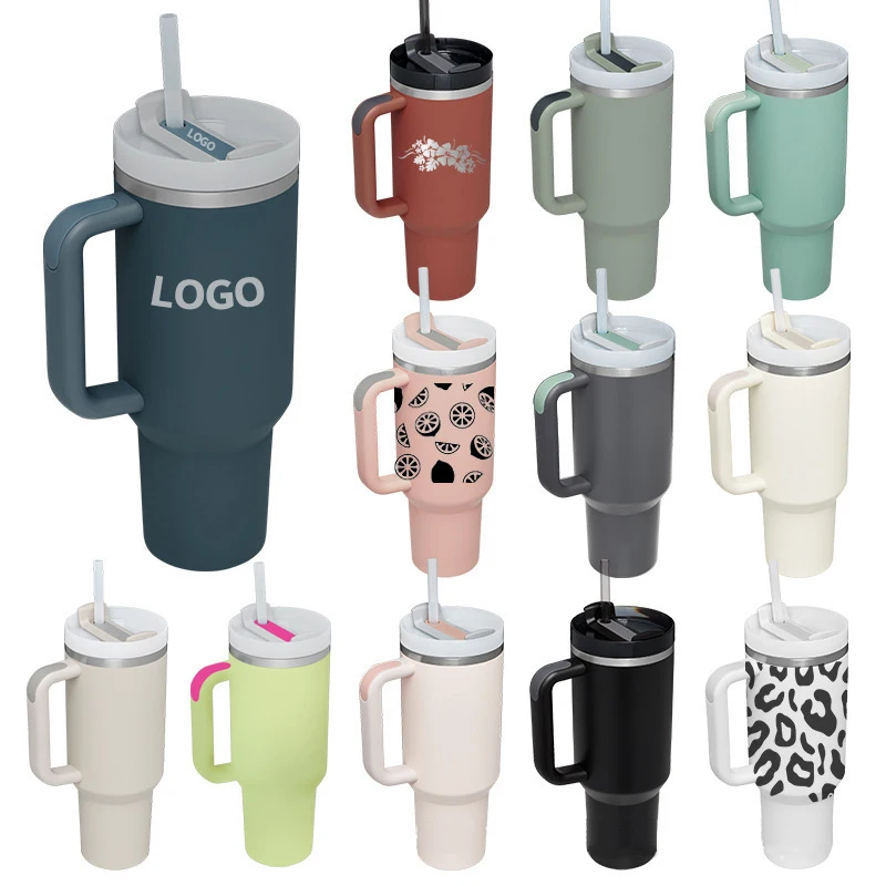 Coffee Beer Mug Wine Tumbler Cups 40 Oz Customized Logo Sublimation Stainless Steel  Tumbler With Handle