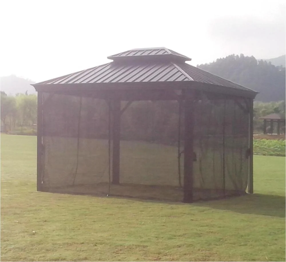 
3X3.65M Metal Panel Hard Top Gazebos Double Solid Roof Outdoor Garden Gazebos 