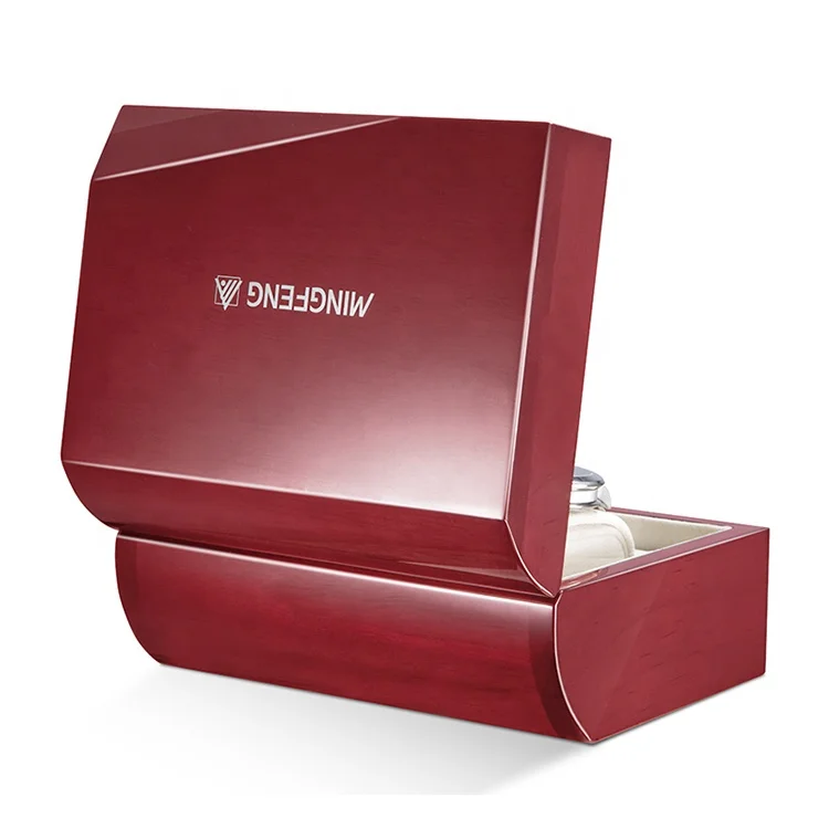 High gloss luxury lacquer wooden 2 slots watch box with pillow watch box 2 slots