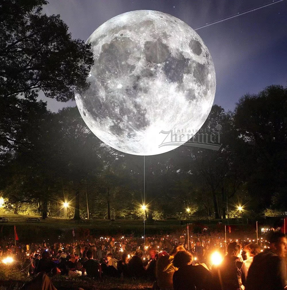 Zhenmei Giant decorative inflatable moon balloon, advertising decoration with LED light inflatable moon