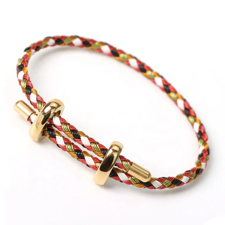Hot Male/Female Adjustable Clasp Multi-color Lucky Wire Rope Stainless Steel Bracelet
