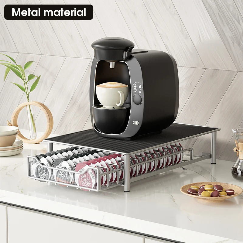 Coffee Pod Capsule Storage Glass Drawer Machine Stand Holder Organizer Rack Holding Tray for Countertop