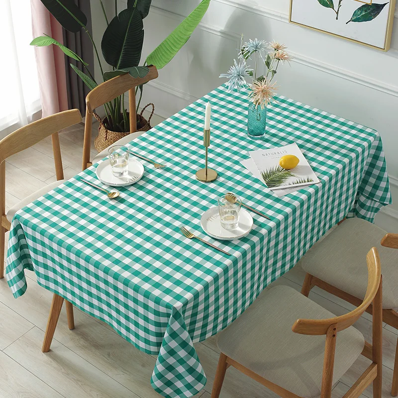 Thick Vinyl Tablecloth Waterproof Plastic PVC Rectangular Table cloth for Dining Table Pattern Grid