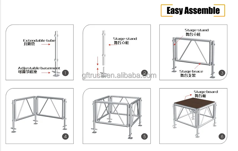 Stage Platform Aluminium Platform Top Quality Aluminum Adjustable Legs Stage Platform