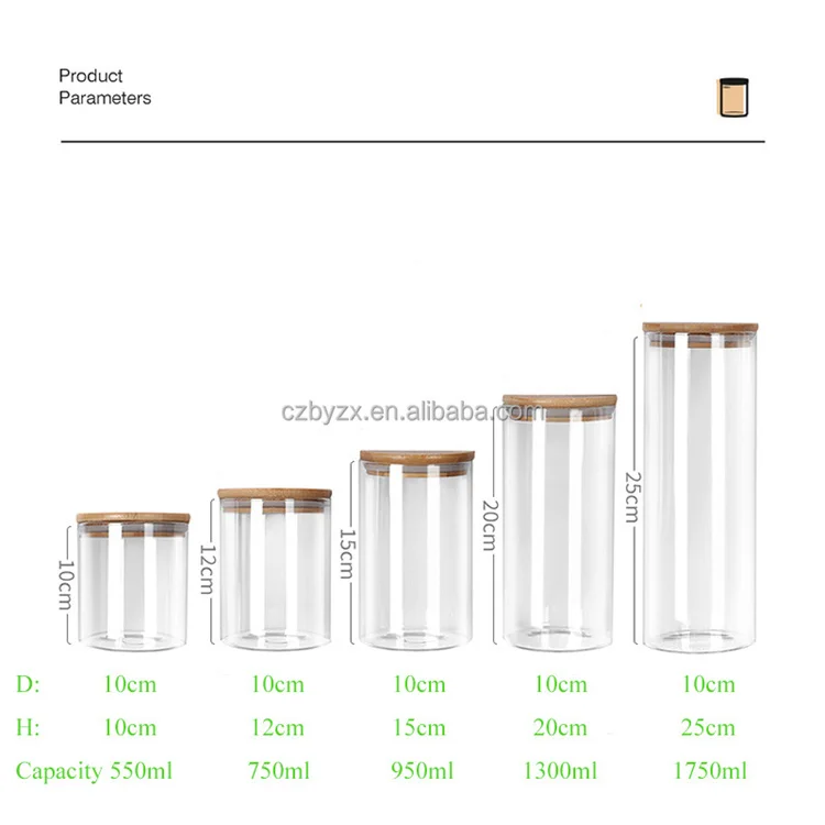 Bottom Price Sales Borosilicate Cookie Candy Honey Food Glass Storage Jar With Airtight Bamboo Lid Storage Tank