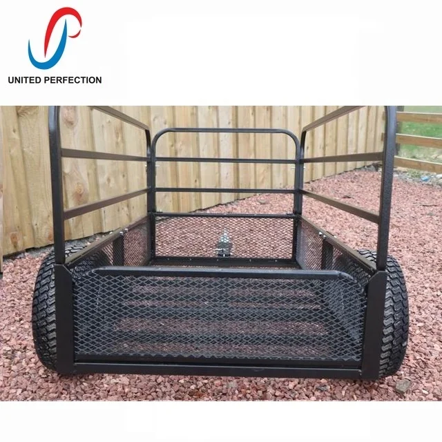 best price heavy duty low MOQ ATV Towed Trailer Mesh Dump Cart small farm tractor trailer with heavy loading