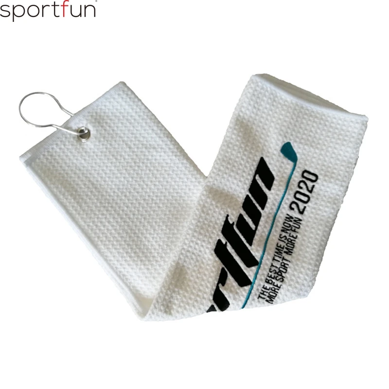 
Оптовая продажа, Хорошо Впитывающее обычное спортивное полотенце, Вафельное полотенце из микрофибры для гольфа с петлей 