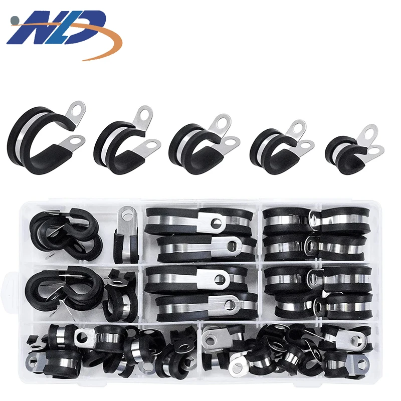 NLD Manufacturer High Quality EPDM Rubber Coated P Type Pipe Clamps Cable Accessories P Clip Pex Clamps
