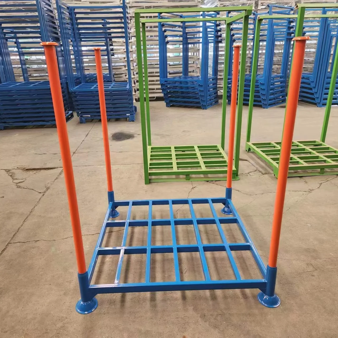 Foldable Hot Sale Space Saving Metal Industrial Drill Powder Coat Stack Commercial Pallet Rack Warehouse Storage Stacking Racks