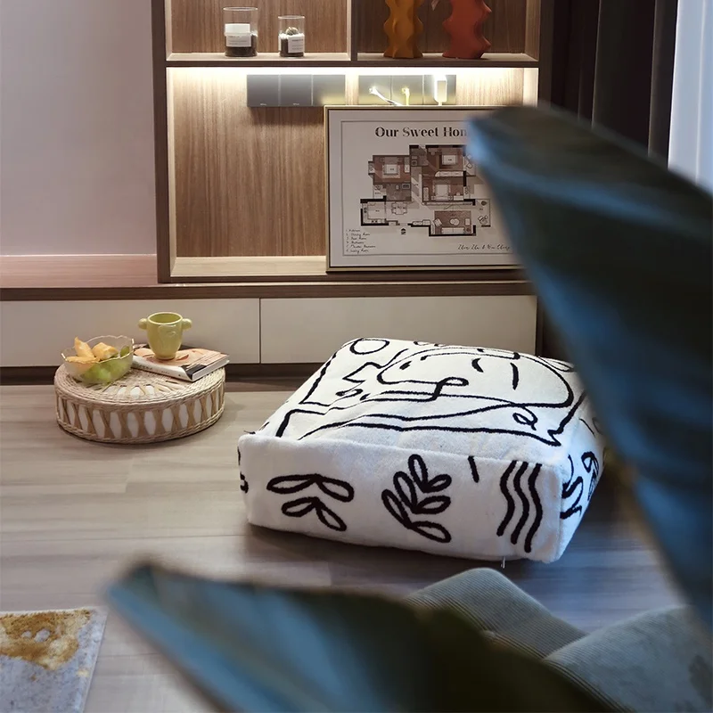 2021 New Christmas Modern moroccan pouf ottoman footstool outdoor abstract home decor boho pouf cover embroidered pouf ottomans