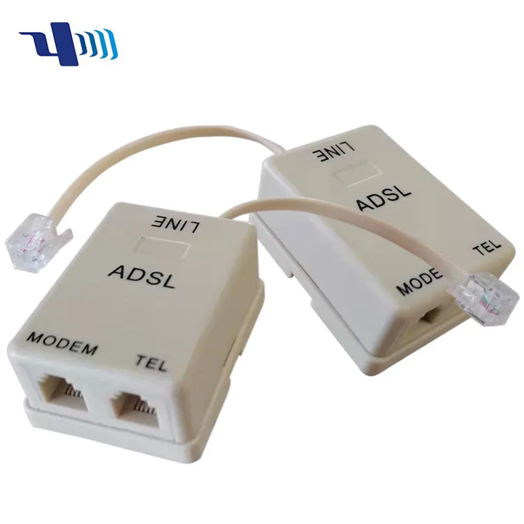 US ADSL RJ11 6P2C Telephone Splitter with Cable 100mm