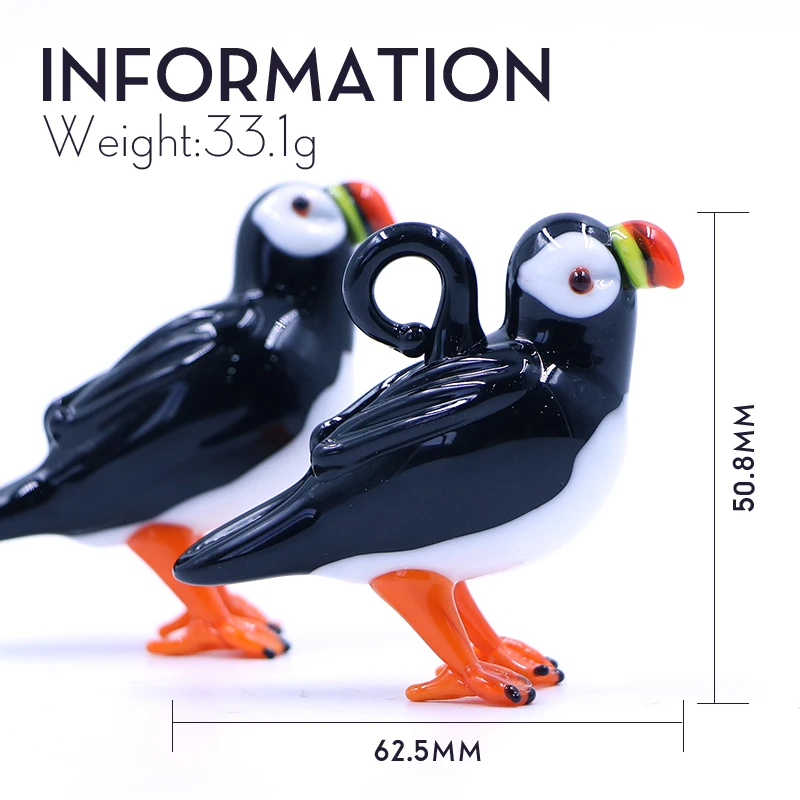 High Quality Handmade Murano Animal Glass Bird Puffin Figurine Ornament