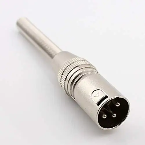 3 Pin Male XLR Connector with Long Spring Tail and Nickel Plated Contacts