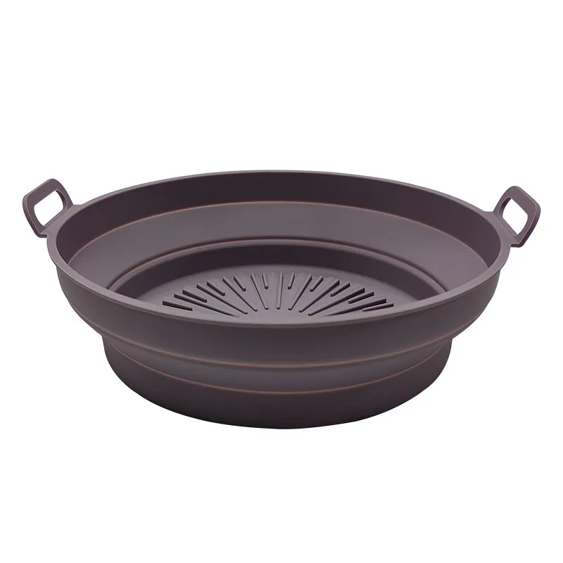 Amazon Hot Sale Air Fryer Silicone Pot Foldable Silicone Bakeware Reusable Airfryer Baking Pan Air Fryer Liners Pot With Handles
