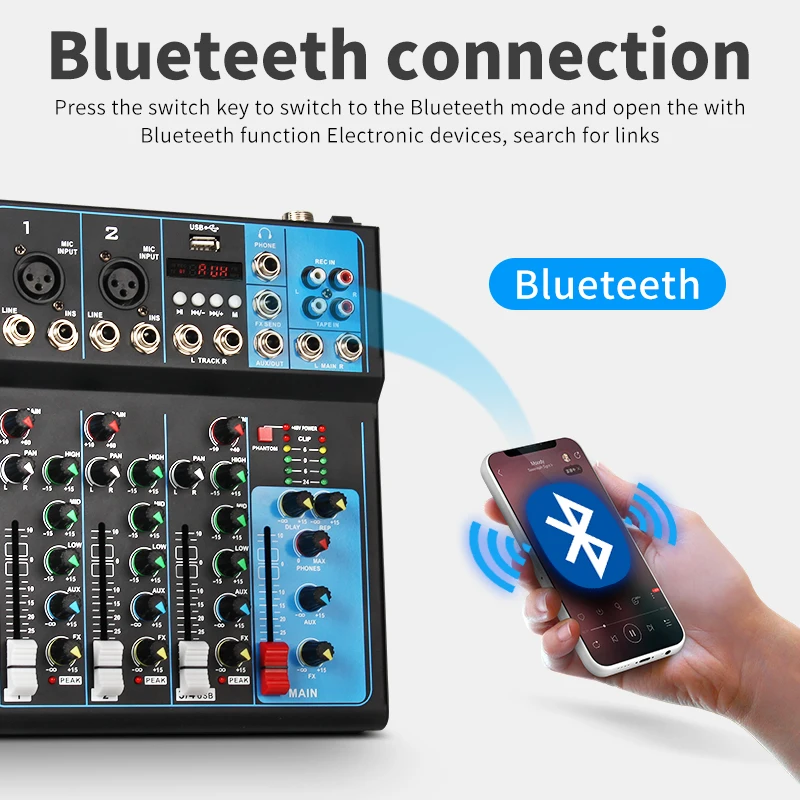 J.I.Y F04 Professional 4-channel Mixer Microphone Mobile Phone Live Broadcast Computer Recording