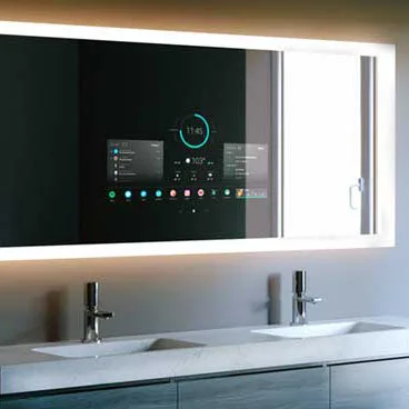 2020 Modern Style Rectangular Time Display Mirror Bathroom Customized LED Backlit Defogger Smart Mirror
