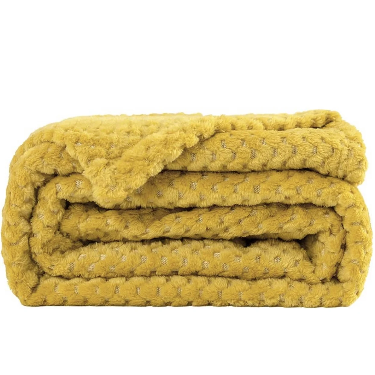 Yongxin Mustard Yellow Accept Custom Designs Recliner Travel Soft Waffle Coral Fleece Blanket
