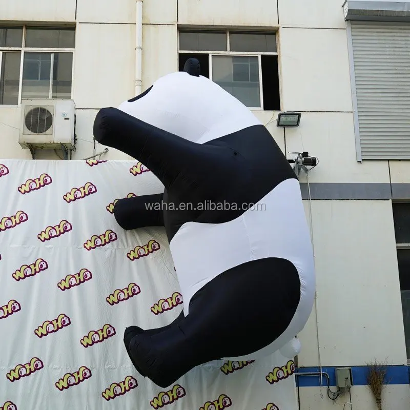 Giant Inflatable Panda Climb the Wall , Inflatable Panda Cartoon Mascot Balloon for Outdoor Event Advertising