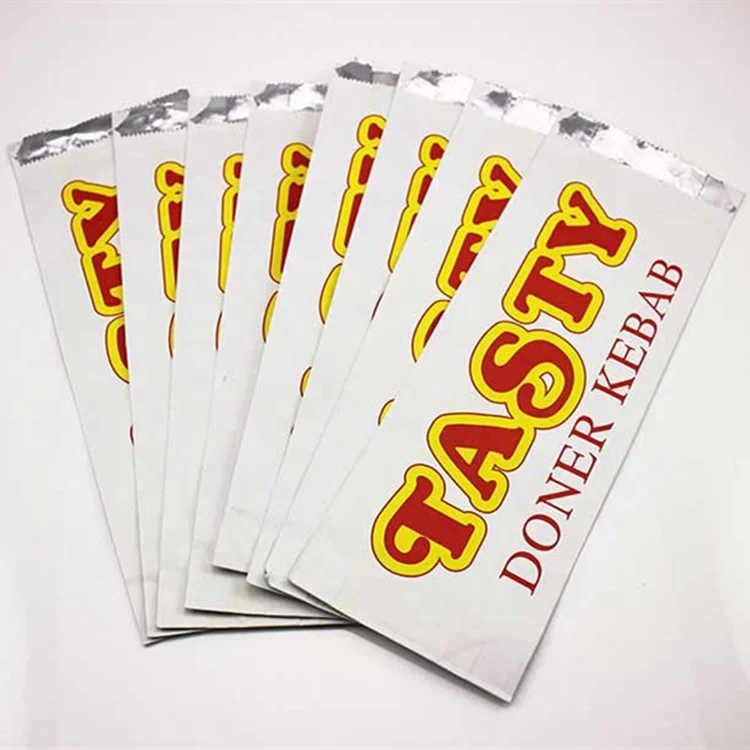 Fried Food Packaging Doner Kebab Paper Bags aluminium bag food Heat Seal Disposable CMYK Coated Paper Flexo Printing