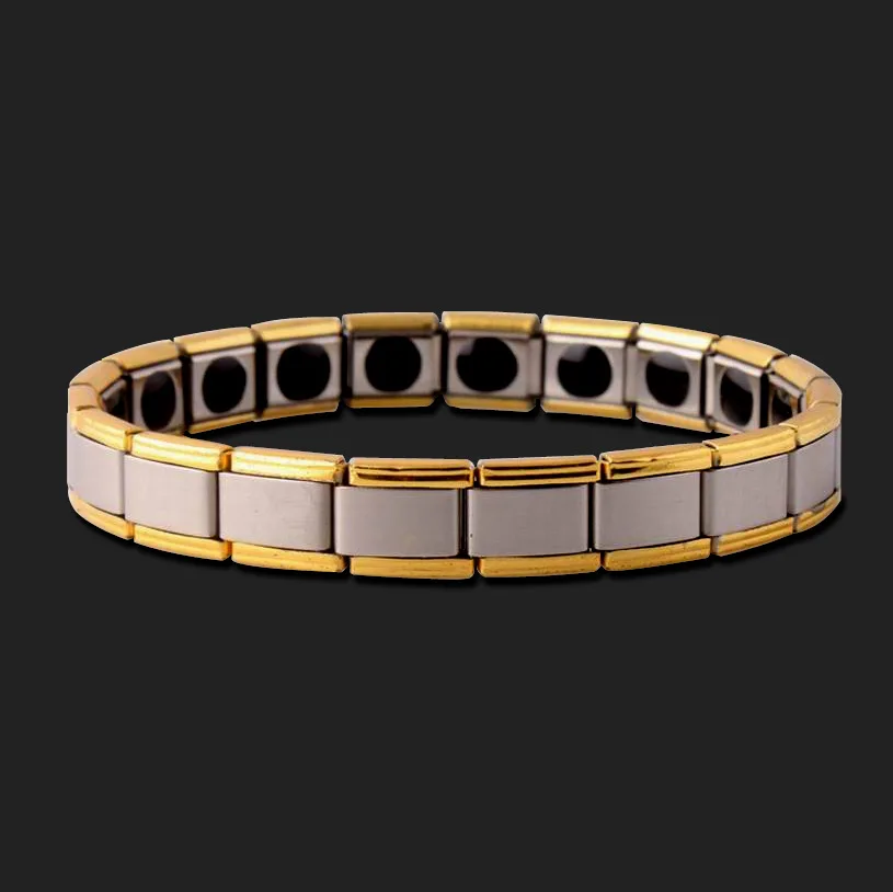 Stainless Steel Germanium Plated Gold Bracelet Titanium Steel Jewelry Energy Magnetic Therapy Health Bracelet
