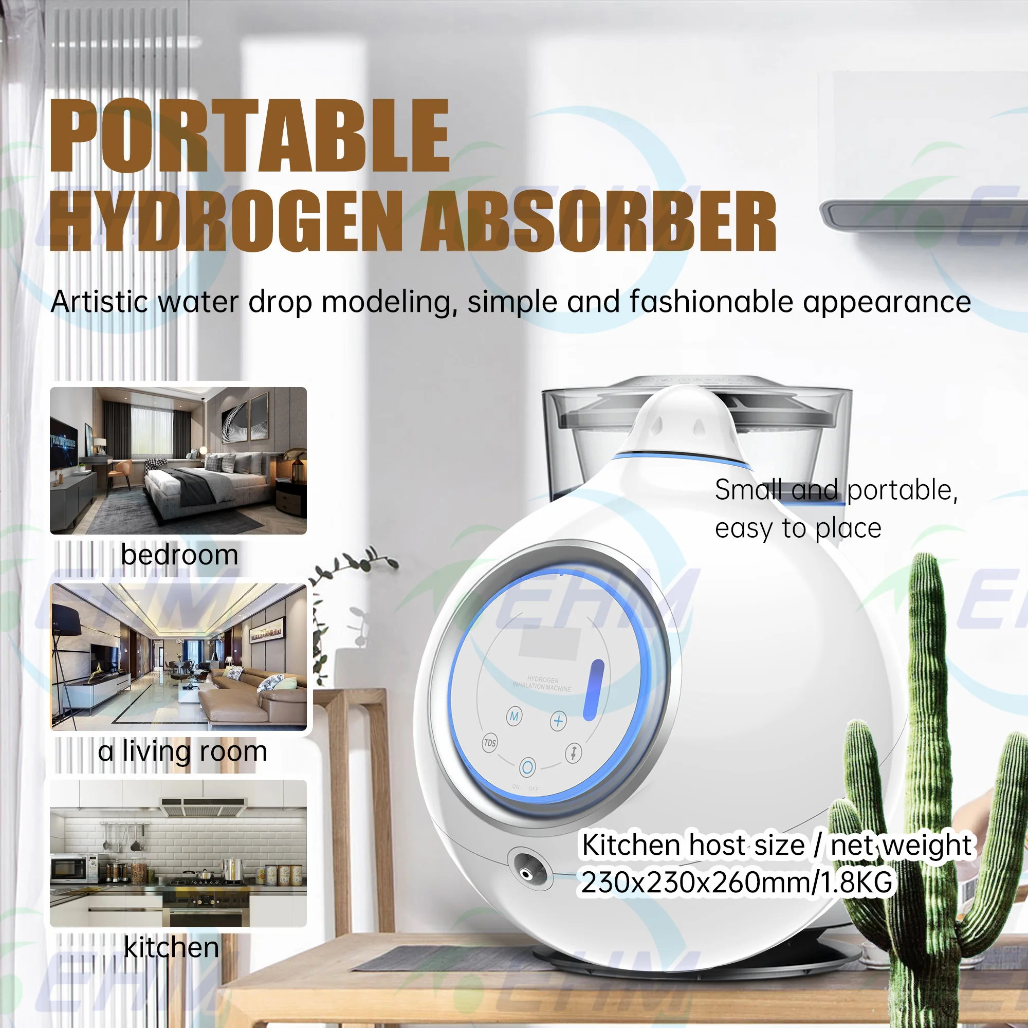 Portable 3 in 1 Hydrogen Inhalation Machine inhaler gas generator hydrogen rich water maker