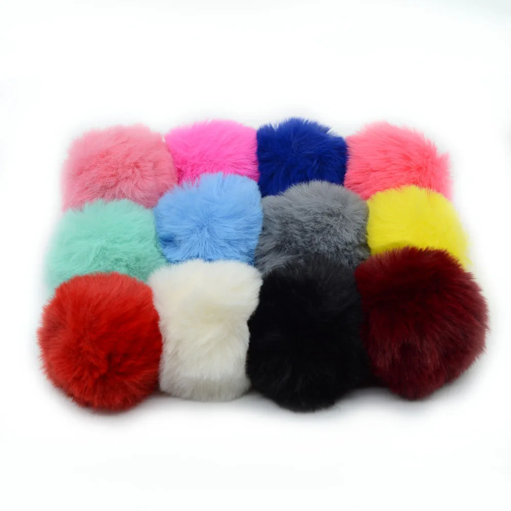 2024 New Cheap Wholesale 8cm Faux Rabbit Fur Furry Ball Pom Pom Plush pompons for DIY Hats Christmas Indoor Fighting Balls