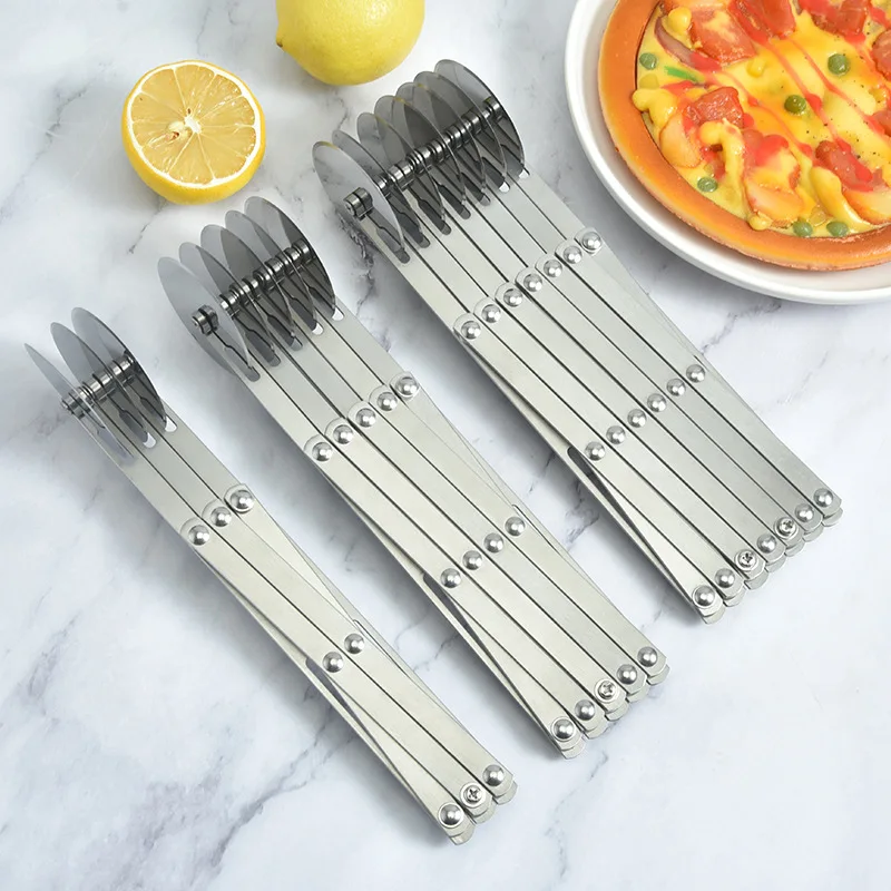 Adjustable 3/5/7 Wheels Stainless Steel Pizza Cutter & Pasta Roller Baking Type Dough Cake Noodles Peeler & Rocker Pastry Cutter