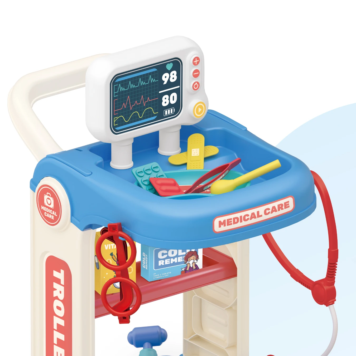 New Arrival 37pcs Medical Toys Trolley Pretend Play Kids Doctor Set Toy Pretend Play Educational Plastic Building Block Toy